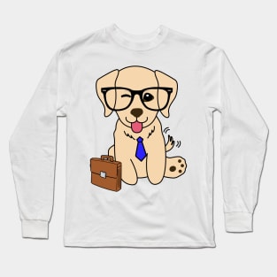 Funny golden retriever is on the way to work Long Sleeve T-Shirt